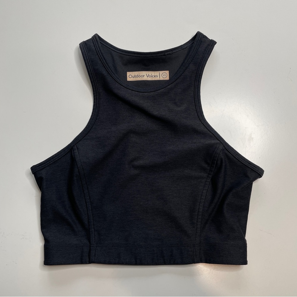 Outdoor Voices Athena Crop Tank‎ Womens XS Charcoal Gray Workout Active Top